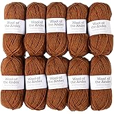 Knit Picks Wool of the Andes Orange 100% Wool Yarn Pack for Knitting | 10 skeins (500g total) of soft worsted weight crocheting yarn in Persimmon Heather color, good for felting.