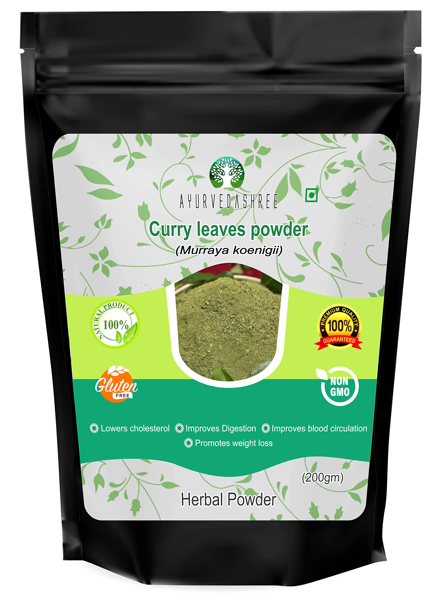 AYURVEDASHREE Curry Leaf Powder 200 Gm Promotes Hair Growth Hair Volume  Thicker Hair Murraya koenigii
