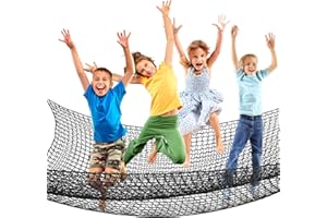 WOANGER Climbing Cargo Net 6.5 x 9.8 ft Large Kids Backyard Climbing Net Double Layers Playground Safety Net with Storage Bag for Monkey Bar, Treehouse Accessories (Black)