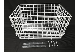 FOMAS Tricycle Basket for Adults White Color Big Rear Basket Steel Strong