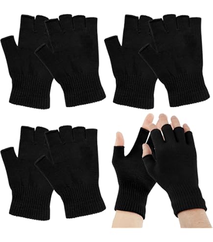 Amazon.com: Sumfox 4 Pairs Black Fingerless Gloves - Unisex Half