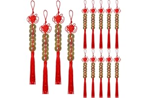 Miayon 20 Pcs 2024 Chinese Knot Feng Shui Coins I-Ching Lucky Coin with Red String Vintage Chinese Amulet for Family and Friends for Health and Wealth New Year Home Decor Car Hanging Decorations