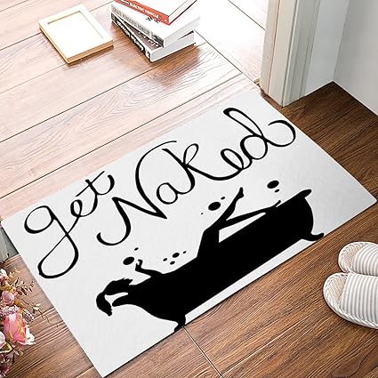 Amazon Com Black Doormat Get Naked Shower Indoor Outdoor Non