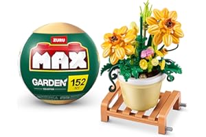 MAX BUILD MORE MAX Premium Garden Pot Plants Building Bricks Collection (up to 233 Pieces, 6 to Collect). (Cosmos Sulphureus, 1 Capsule)