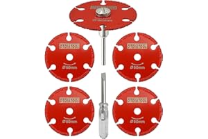 DT-DIATOOL DTDIATOOL Diamond Cut Off Wheels 2 Inch (50mm) with 1/8 Inch Round Shank, Rotary Tool Cutting Disc Accessories,5-Pack