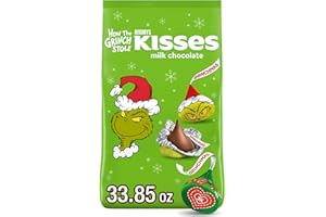 HERSHEY'S KISSES Grinch Milk Chocolate, Christmas Candy Bulk Bag, 33.85 oz