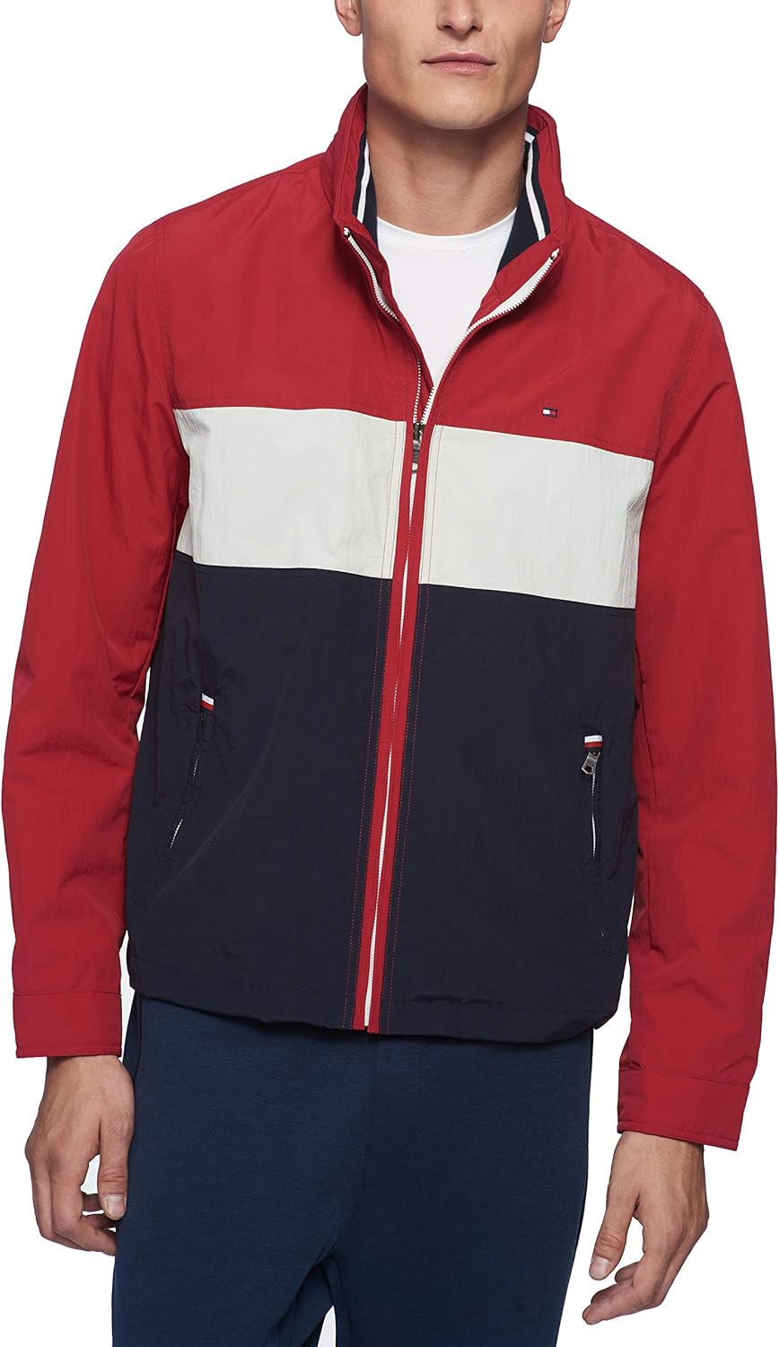Tommy Hilfiger mens Stand Collar Lightweight Yachting Jacket at Amazon