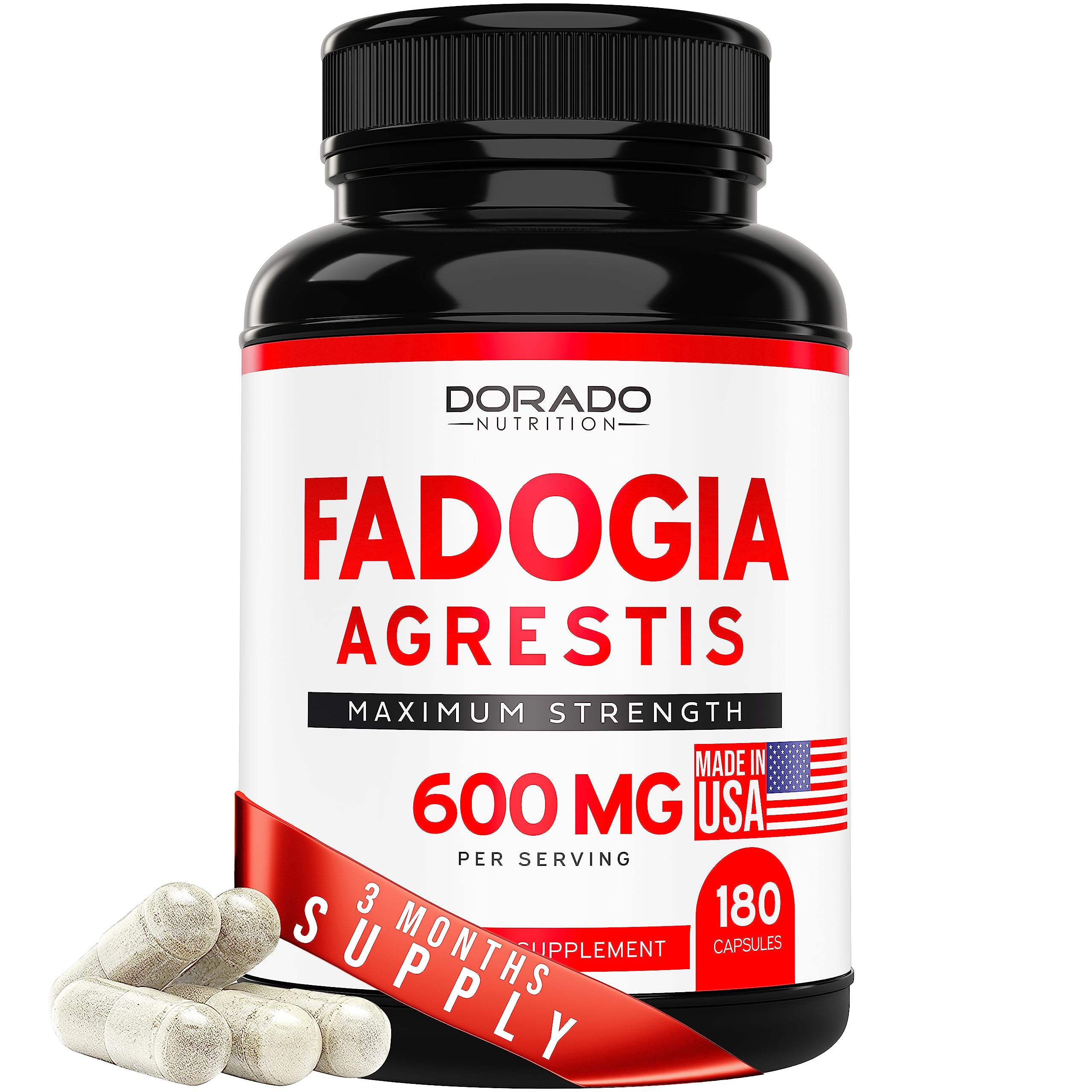 Fadogia Agrestis (180 Capsules) Maximum Strength - Athletic Performance & Muscle Mass Support (240 Capsules) L Arginine & Nitric Oxide for Stamina, Endurance & Performance for Workouts - Made in USA