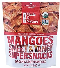 Made in Nature Organic Dried Mangoes, Non-GMO, Gluten Free, Unsulfured, Vegan Snack, 3oz (Pack of 1), Packaging May Vary