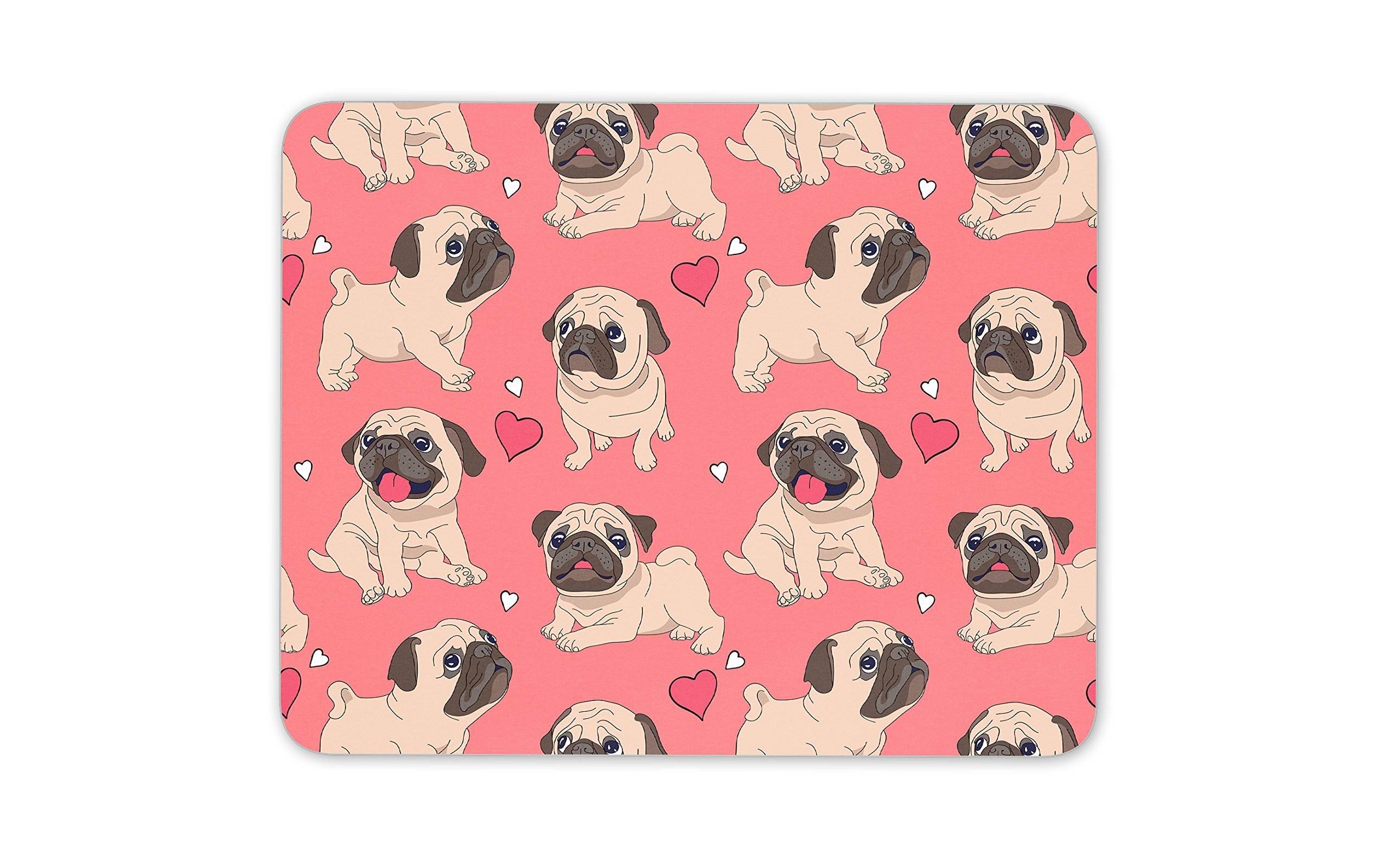 Destination Vinyl Ltd Funny Pug & Hearts Mouse Mat Pad - Dog Puppy Cute Pink Gift PC Computer #8372
