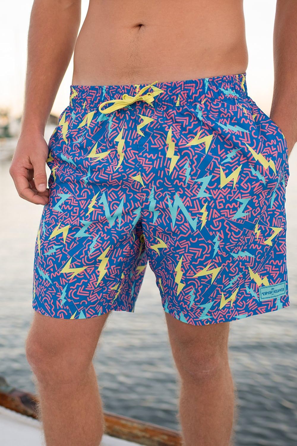 Tipsy Elves Men's Short Swim Trunks - Bright Neon Board Shorts for Vacation | 