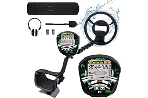 Kyltoor Metal Detector for Adults, 5 Modes to Choose, Metal Detector Waterproof Gold and Silver, Higher Accuracy, Bigger LCD Display, Strong Memory Mode, 10" Ip68 Coil, New Advanced Dsp Chip, Green