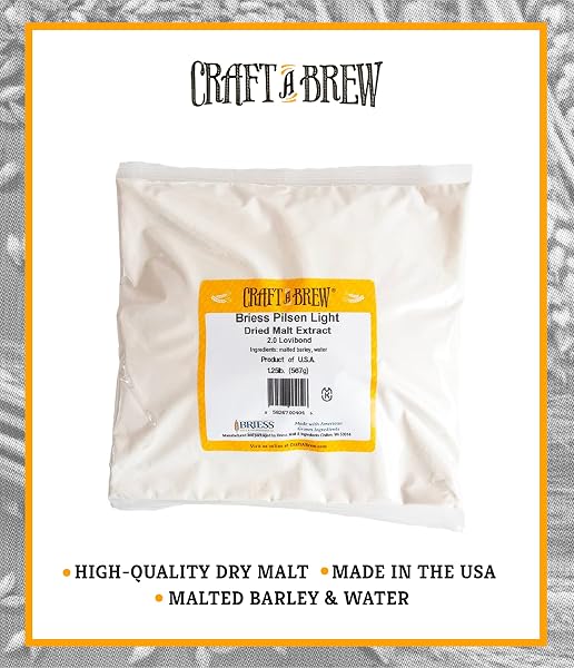 CRAFT A BREW – DRY MALT EXTRACT FOR BREW KIT – 1.25 POUNDS PILSEN – ALL PURPOSE BASE EXTRACT – FOR ANY BEER STYLE – EFFECTIVE FERMENTATION