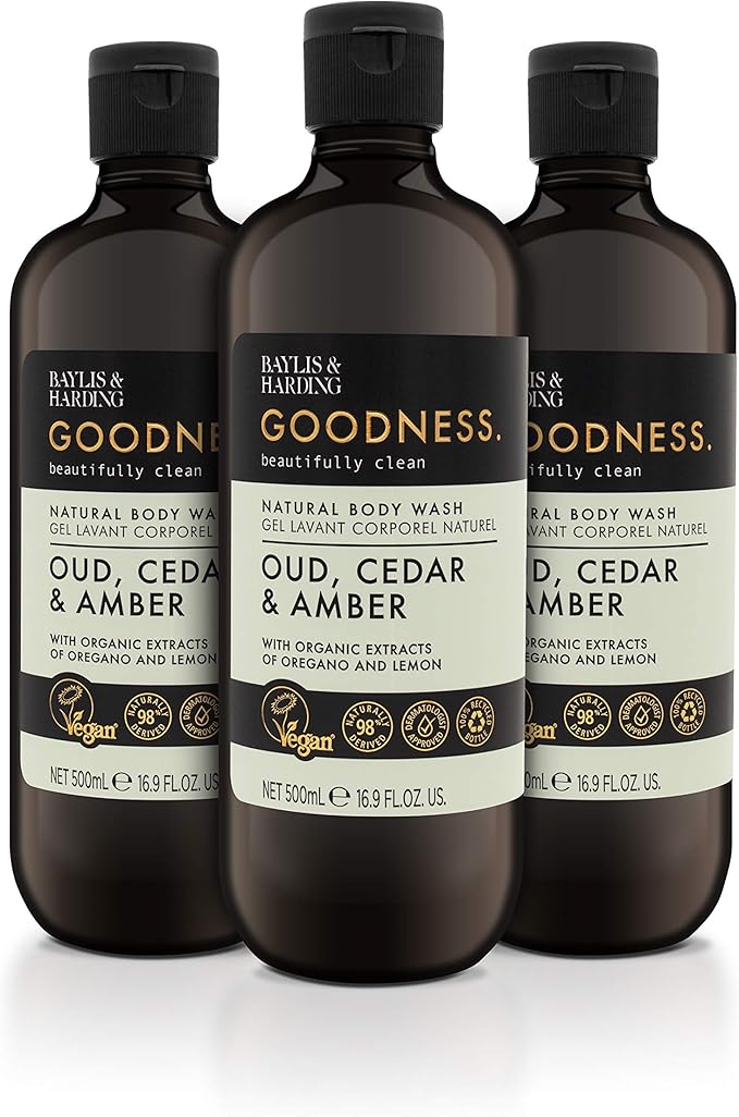 Baylis & Harding Goodness Oud, Cedar & Amber, 500ml Body Wash, Pack of 3 Buy Online at Best
