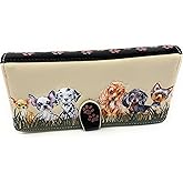 Shag Wear Puppy Dog Love Large Animal Wallet for Women and Teen Girls Vegan Faux Leather Beige 7"