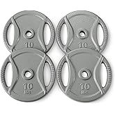 Amazon Basics 1-Inch Grip Weight Plates, Cast Iron, Strength Training, Home Gym