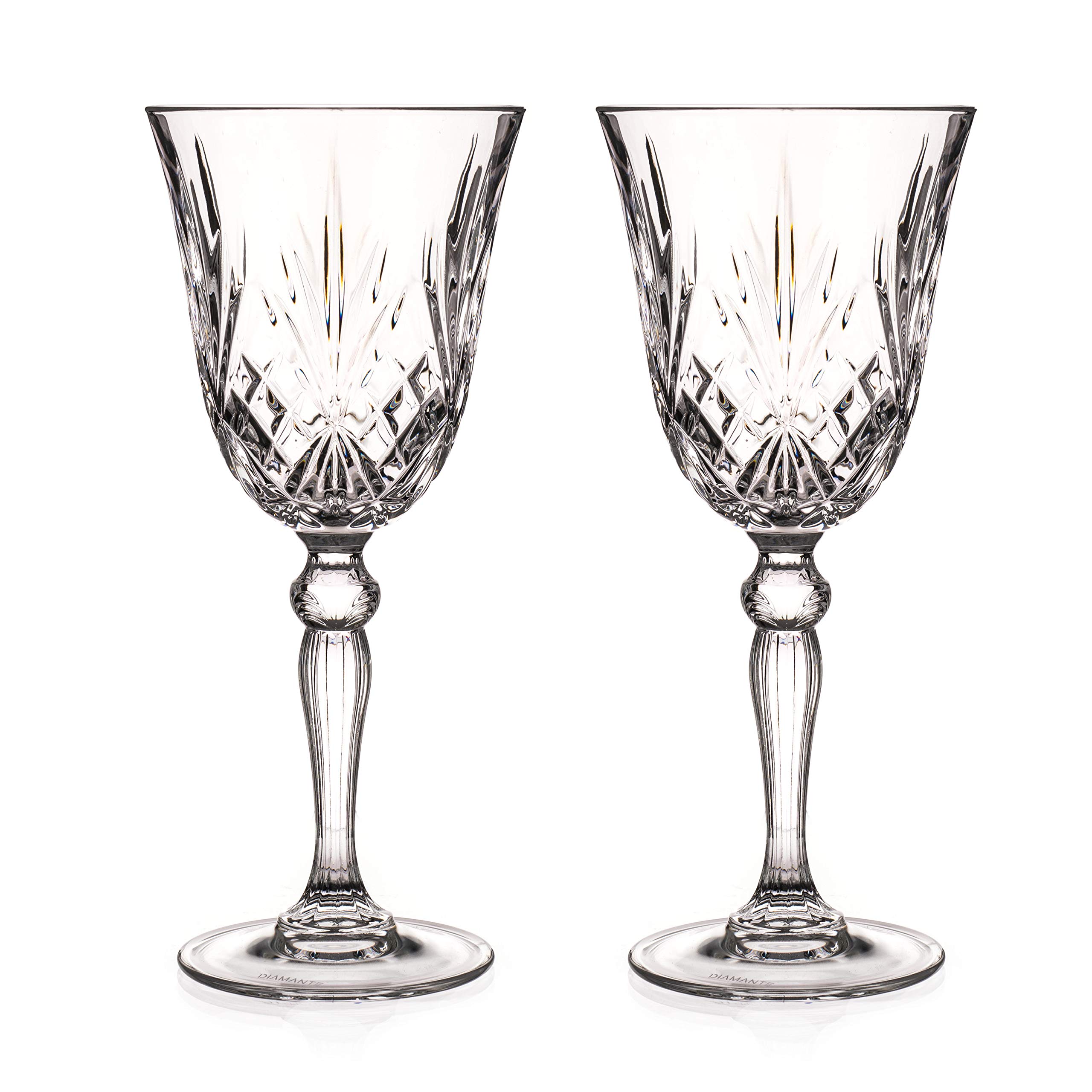 DIAMANTE Chatsworth Wine Glasses - Made from Premium Crystal - Set of 2