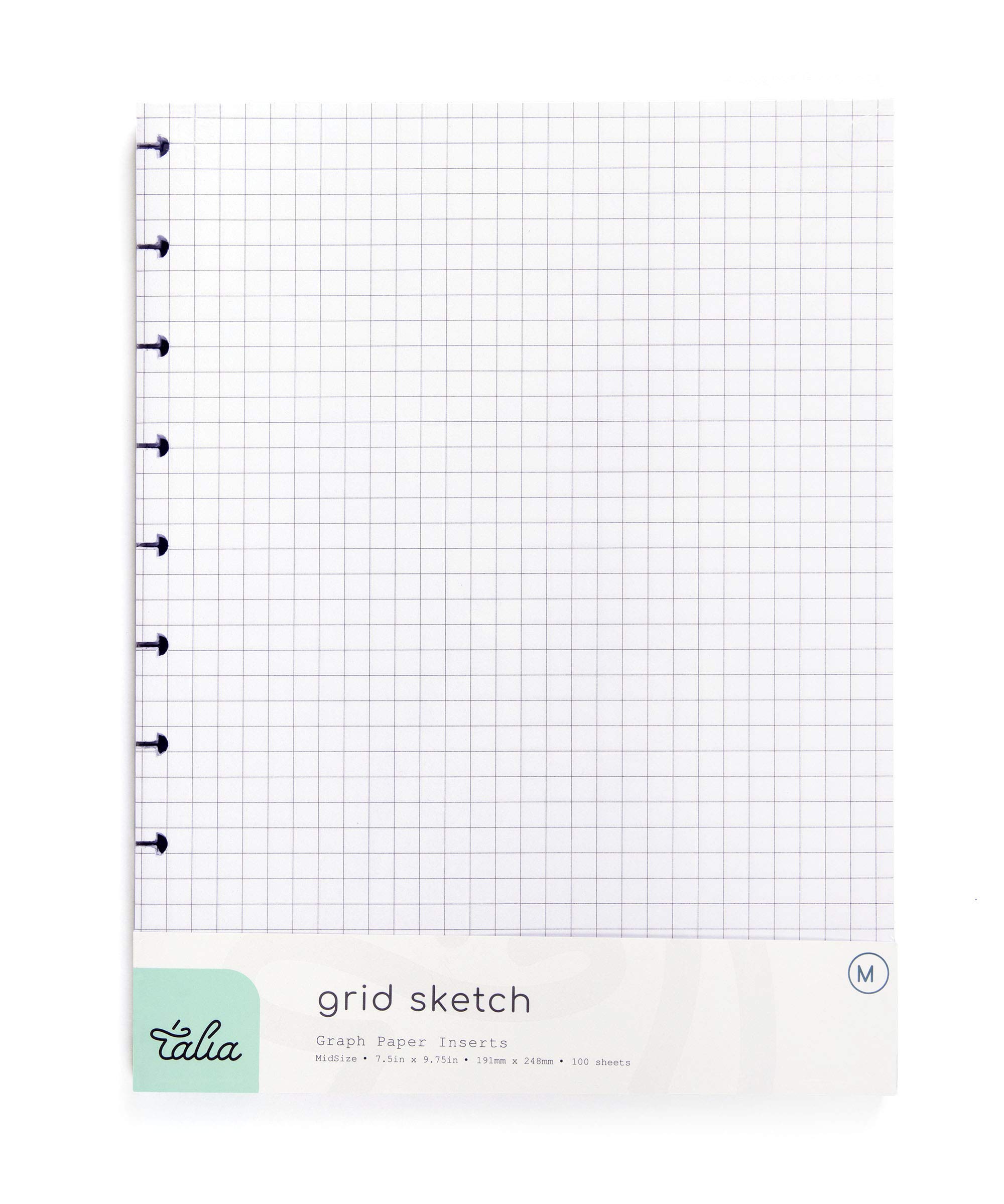 Talia Discbound Notebook Refills (Midsize (7.5in x 9.75in), Grid Pages)