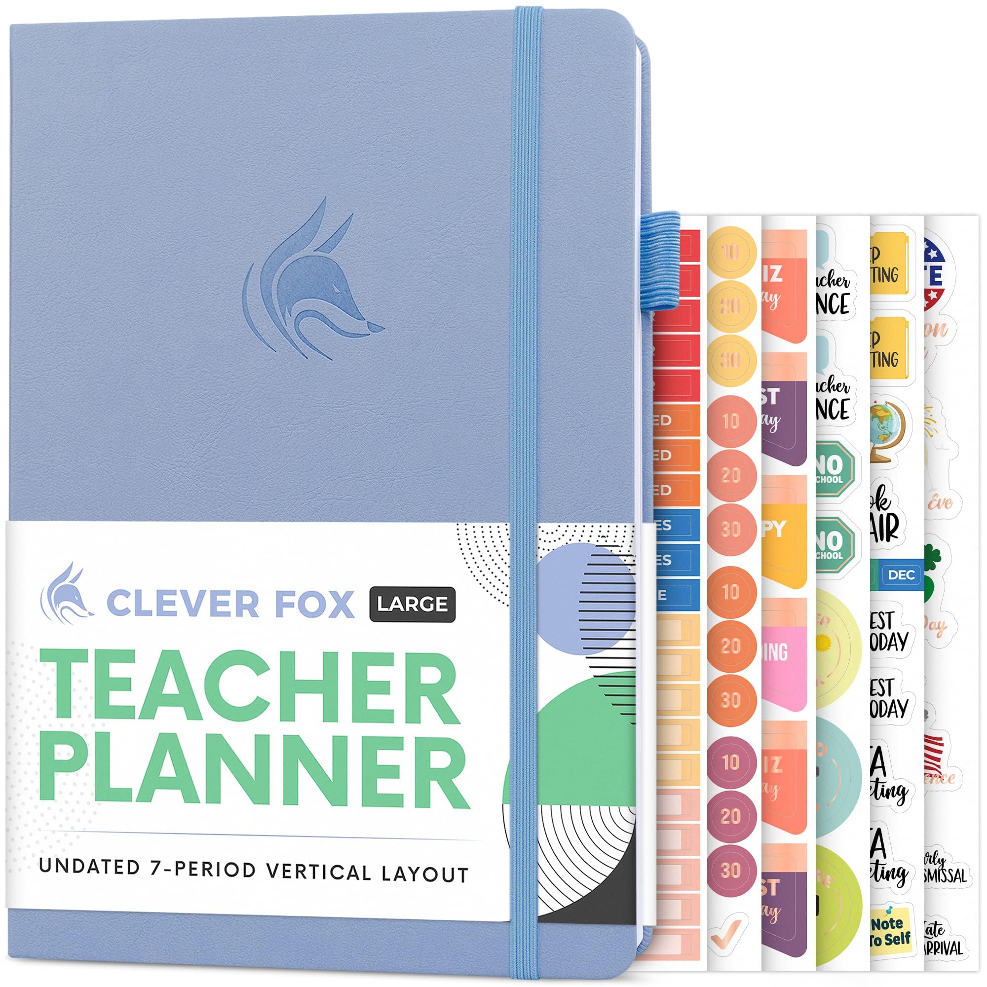 Clever Fox Teacher Planner – School Year Planner with Calendars & Lesson Plans – Teacher Plan Book for Classroom & Homeschool Organization - Undated, 18x25cm, Hardcover (Periwinke)