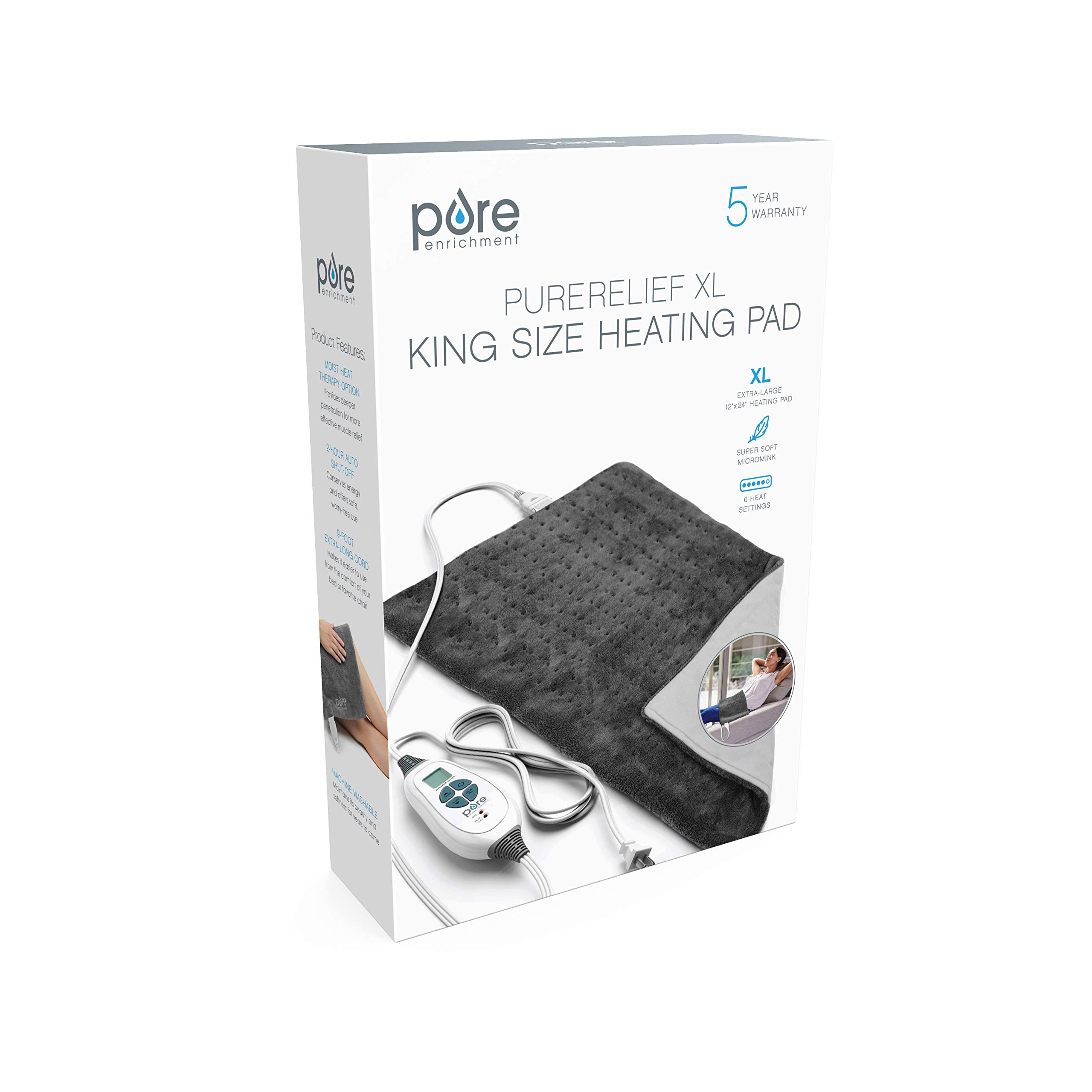 Pure Enrichment® PureRelief™ XL (12"x24") Electric Heating Pad for Back