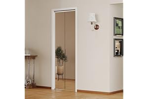 SOLRIG Bifold Doors, 1-Lite Mirror Aluminum Alloy Folding Door, Closet Bi Fold Door with Hardware Kit, Perfect for 24'' x 80'' Openings, Folding Doors Interior, Black