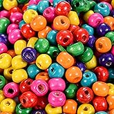 DAHI 600pcs Colorful Wooden Beads 10mm Round Wooden Loose Spacer Beads for Bracelet Necklace Jewelry Making DIY Craft Making