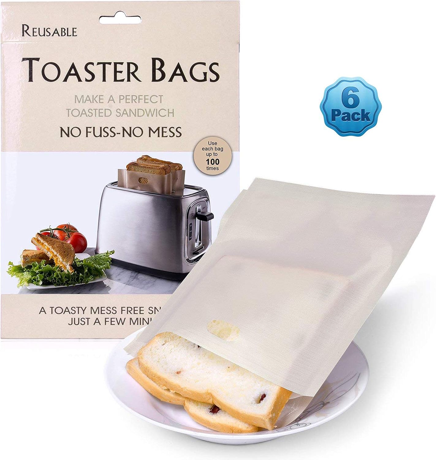 Toast It All Bags - Reusable Toaster Bags Non-stick 8 Toast Bags