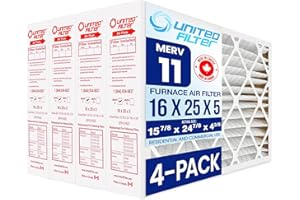United Filter 16x25x5 MERV 11 Furnace Filter (4-Pack) - Pleated HVAC AC Furnace Air Filter Compatible with Honeywell FC100A10