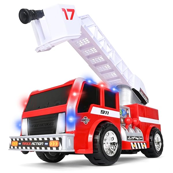 MAXX ACTION 2-N-1 FIRETRUCK WITH JOYSTICK CONTROLS, LIGHTS,...