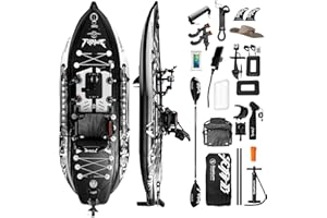 Spatium Pedal Fishing Inflatable Kayak Pedal Sit on Top Pedal Drive Fishing Kayak with 360° Rotatable Seat Pedal Kayak for Ad