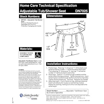 Buy Moen Dn7025 Home Care Bath Safety Non Slip Adjustable Tub And Shower Chair White Online In Kazakhstan B000vyk87u