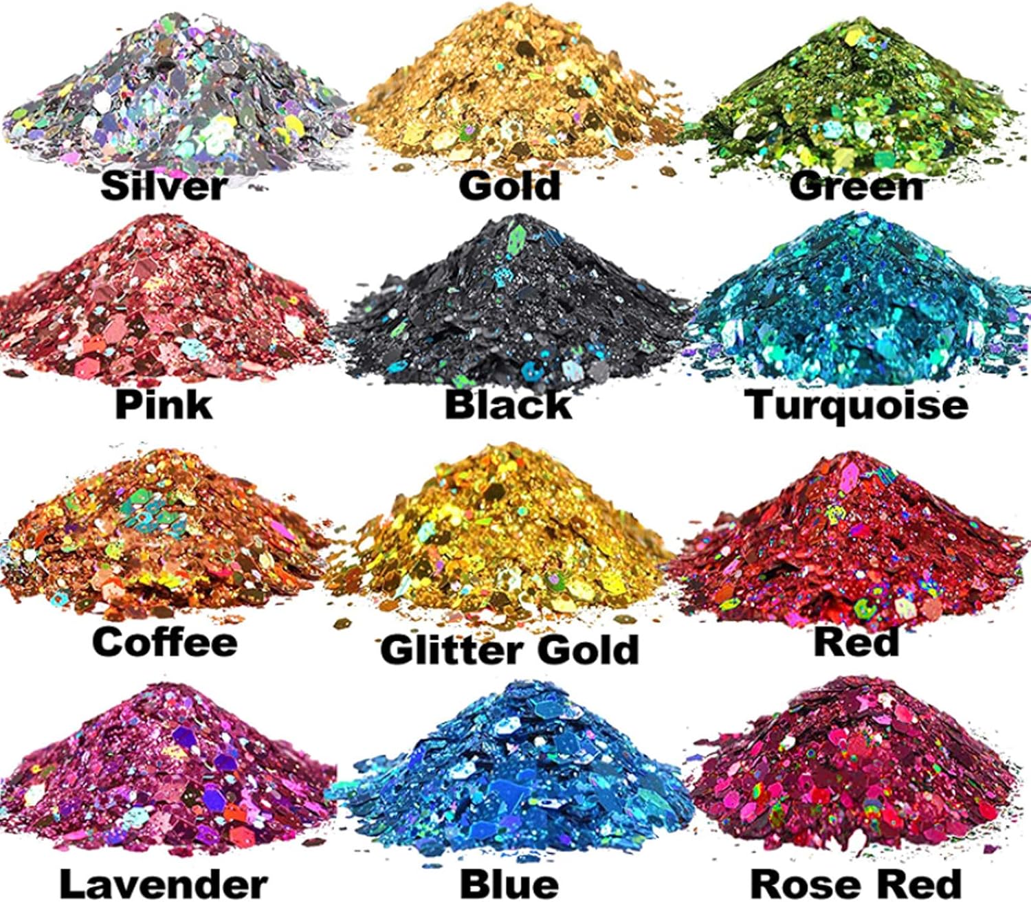 HEMOER 12 Colors Holographic Chunky Glitter, 144g Craft Glitter Cosmetic Grade Sequins for Body Face, Eyes, Craft - Image 3