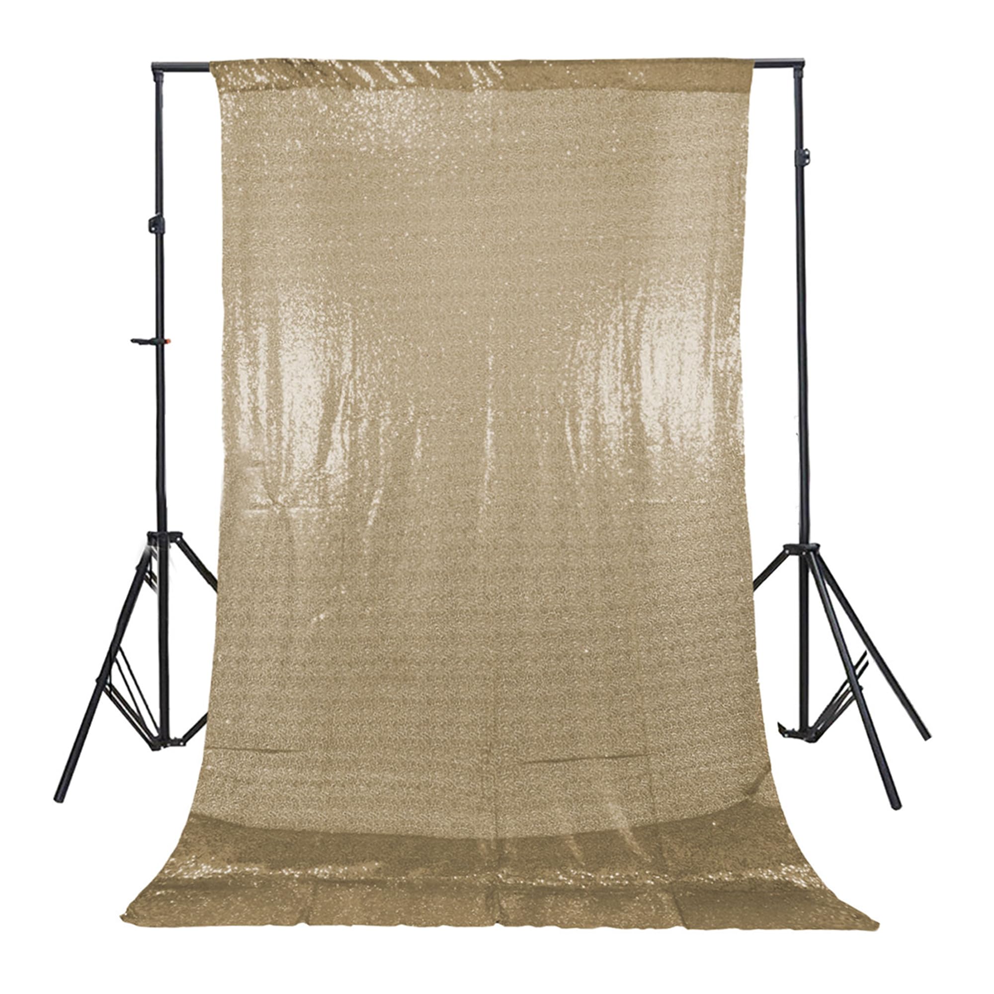 Trimming Shop Champagne Sequin Backdrop Curtain 4ft x 7ft Sparkling Glitter Backdrop High-Density Sequin Fabric, Photography Background for Weddings, Birthdays, Parties, Christmas & Event Decoration