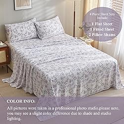 VClife White Floral Sheets Soft Microfiber