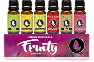 Fruity Gift Set of 6 Premium Grade Fragrance Oils - Apple, Mango Madness, Honeydew Melon, Strawberry, Pear, Grapefruit - 10Ml
