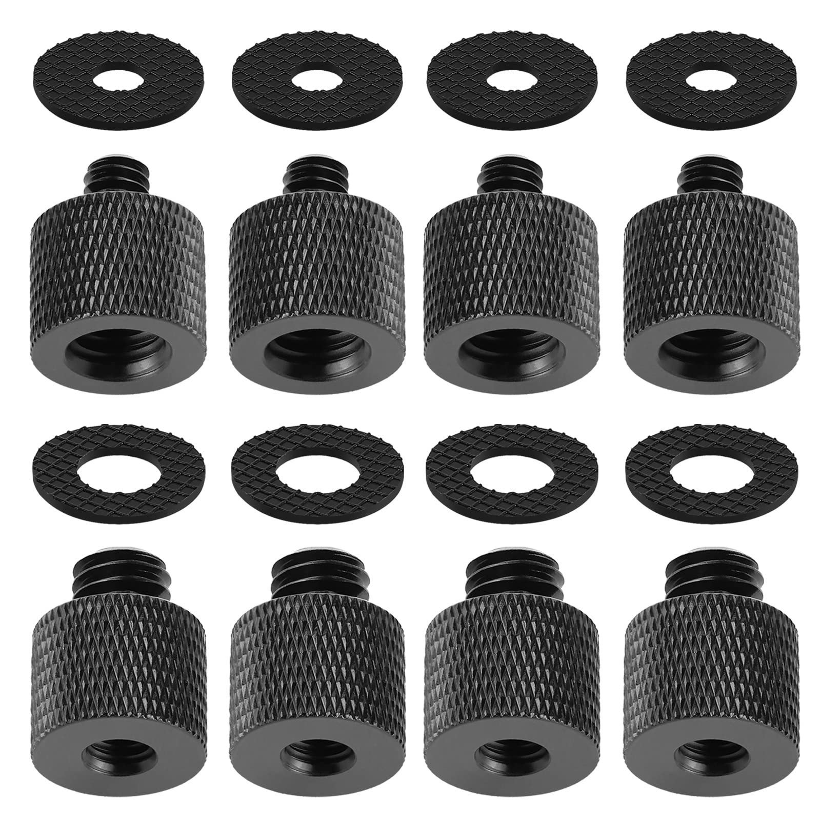 8 Pieces Camera Screw Adapter Thread 1/4" Male to 3/8" Female and 3/8" Male to 1/4" Female Adapter with Rubber Pad for Camera Monitor, Tripod, Mount