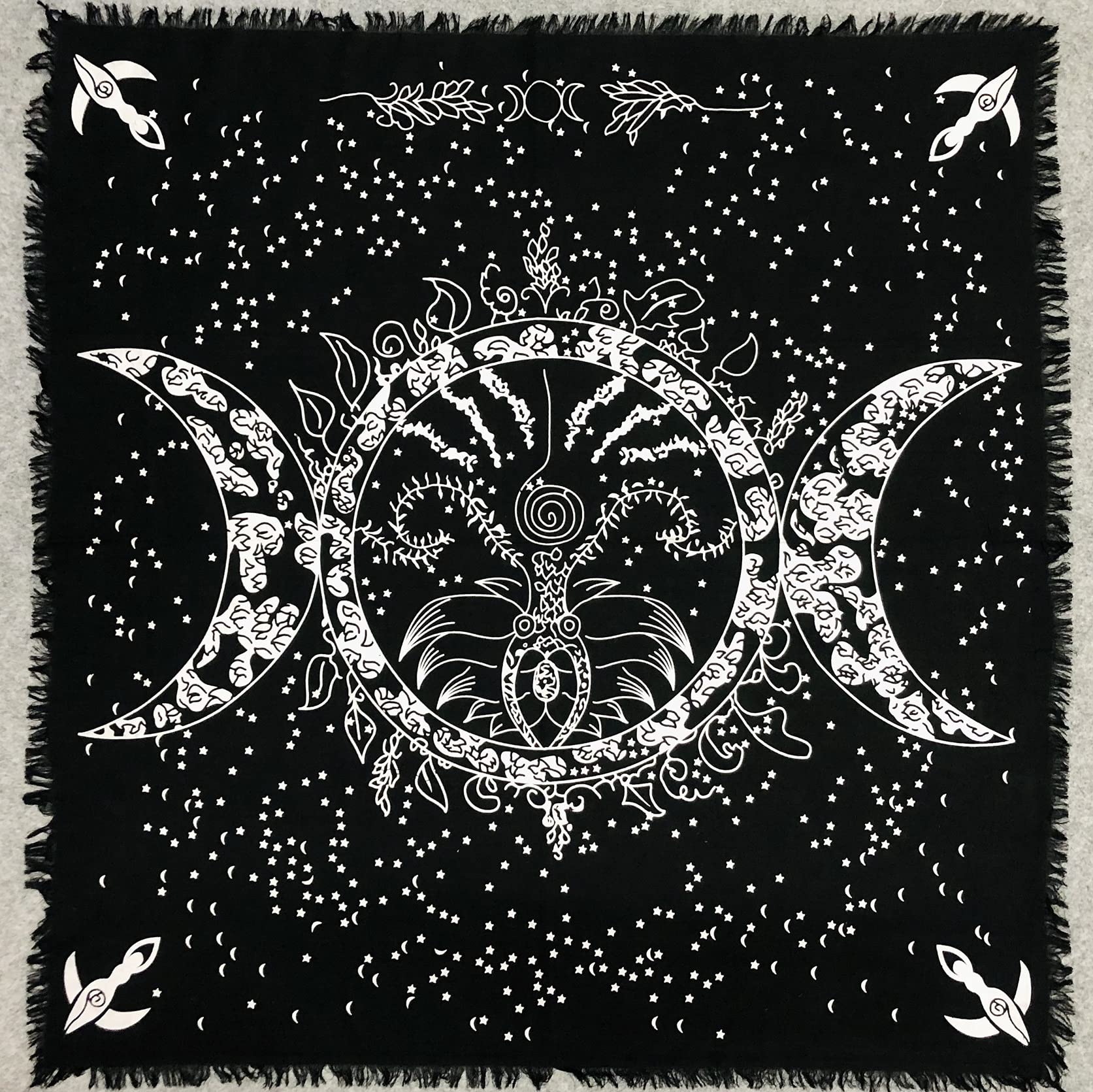 THE ART BOX Square Cloth with Triple Goddess Pentagram – 18x18 Inch Table Cover for Cards or Celestial Decor