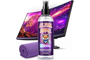 SCREEN MOM Clean Game Monitor Cleaner Spray & Microfiber Cloth 8oz, Streak-Free Computer Screen Cleaner Spray and Wipe for Gaming, Computer, Phone, iPad, MacBook Laptop Cleaning Kit Electronic Screen Cleaners