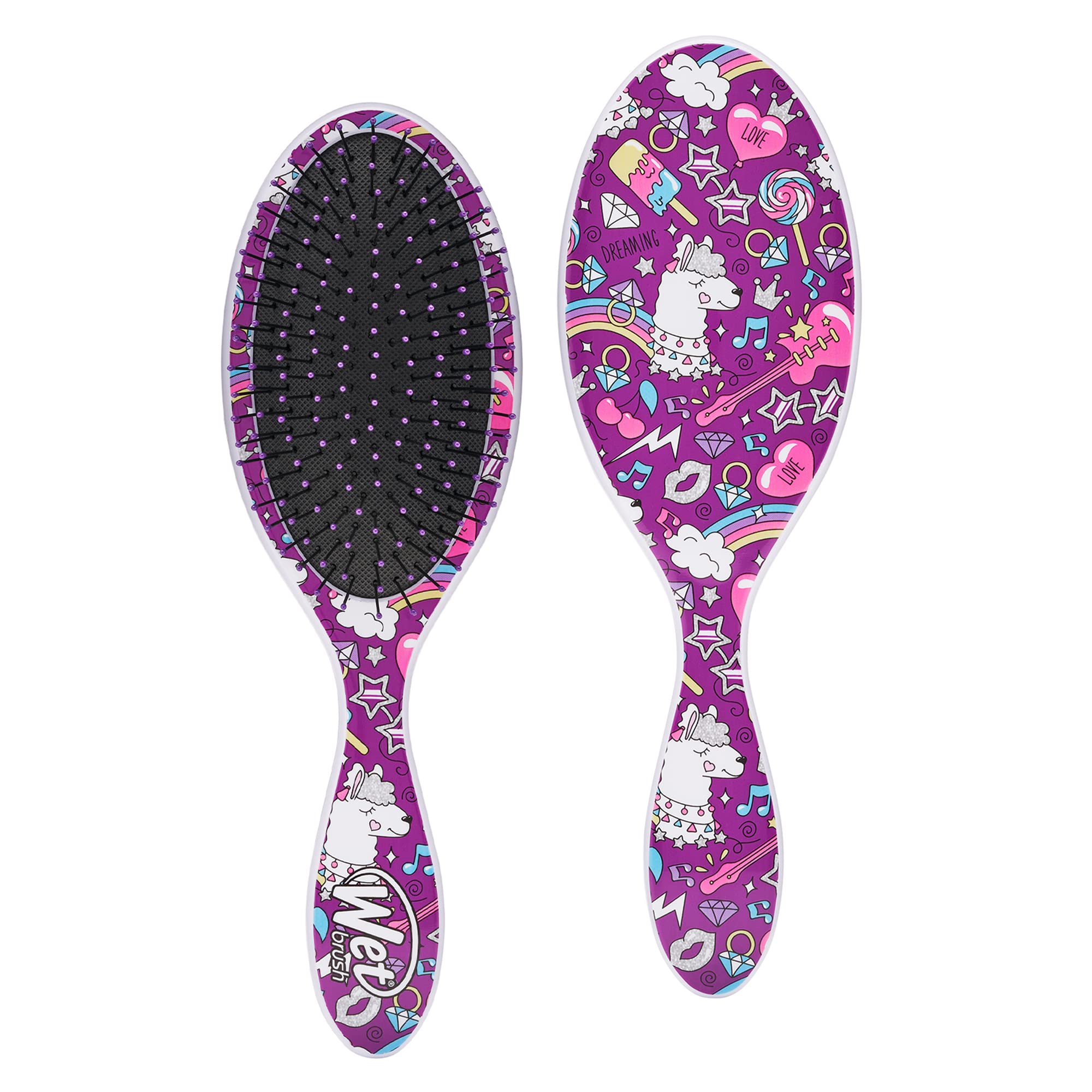 WetBrush Original Happy Hair Detangler Hair Brush with Ultra Soft Intelliflex Bristles to Gently Separate Knots With Ease, Does Not Rip Hair, For All Hair Types, Llama Design