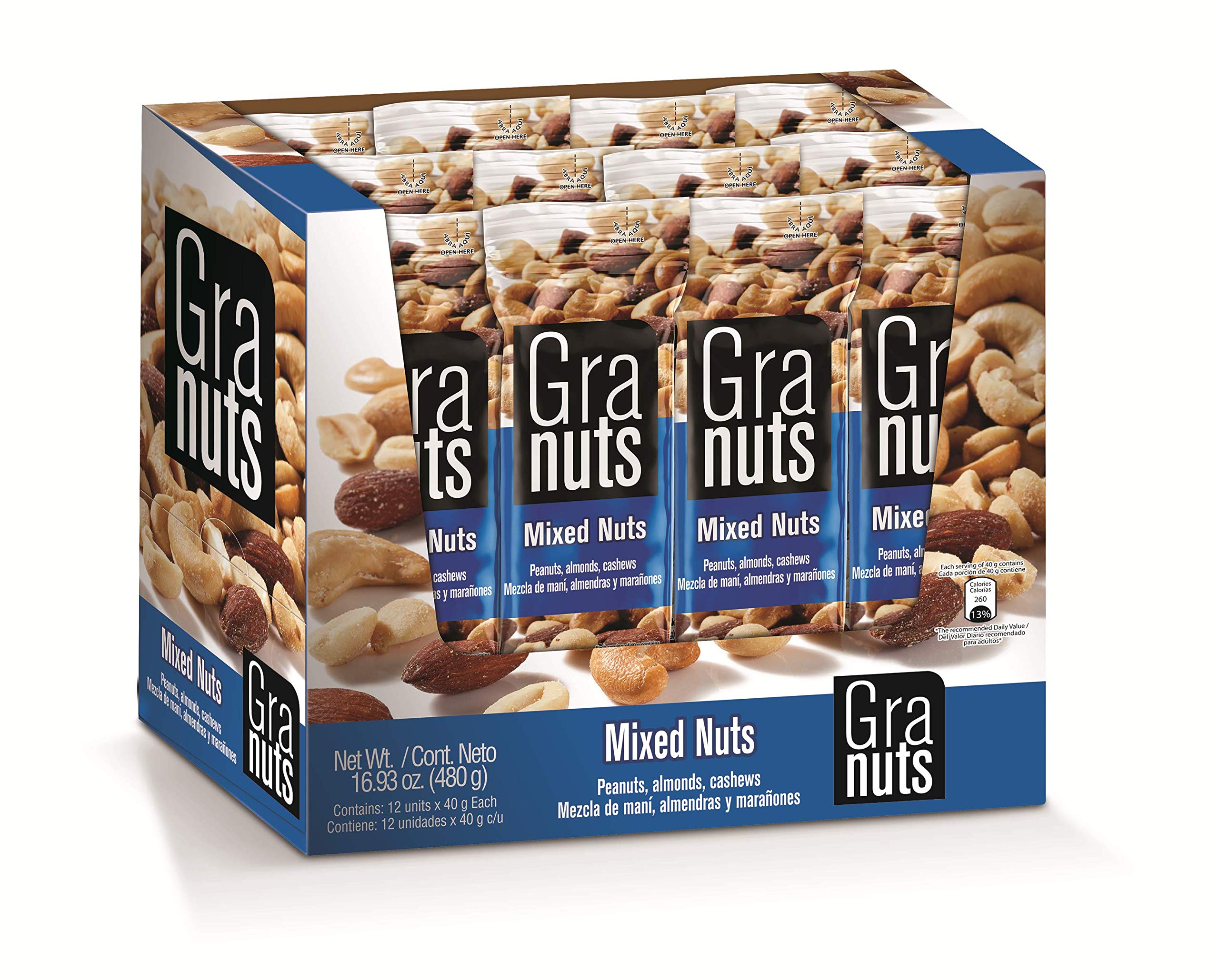 Photo 1 of ****EXP JULY 7 2025***Granuts Mixed Nuts | Almonds, Peanuts & Cashews | Crunchy + Soft Textures | On-the-Go Snack | 1.41 Oz (12 Inner Packs)