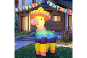 Affrolling 5.9 FT Cinco De Mayo Inflatable Decorations Outdoor with Sombreros Mexican Fiesta Inflatable Decor Built-in LED Lights for Outdoor Yard Garden Lawn Spring Decor (Inflatable Donkey)
