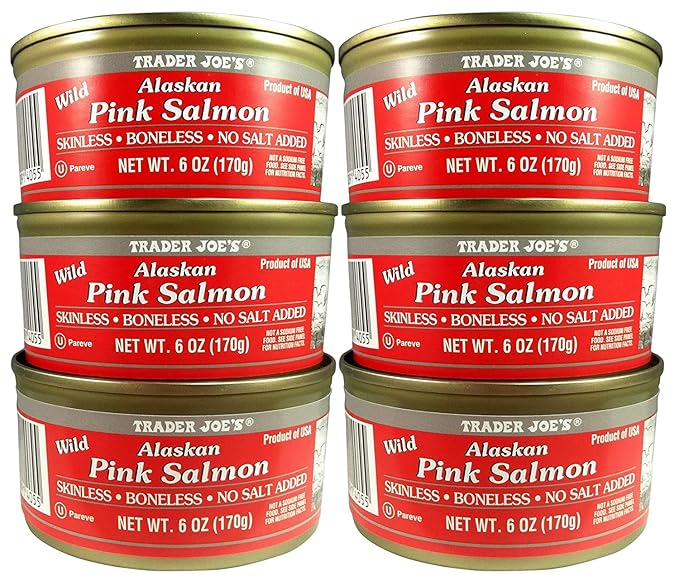 Trader Joe's Alaskan Wild Pink Salmon 6 oz Can, (6 Pack
