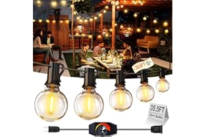 XURISEN Outdoor String Lights with Dimmer, 35.5FT LED Patio Lights for Outside 15+1 Shatterproof G40 Globe Bulbs UL Listed IP65 Waterproof Hanging Lighting for Backyard Balcony Bistro Party Decor