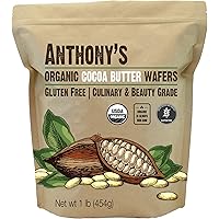 Anthony's Organic Cocoa Butter Wafers, 1 lb, Batch Tested Gluten Free, Non GMO, Keto Friendly