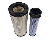 DVPARTS Engine Air Filter Kit Inner Outer AP33331 KV16428 for JD 240 250 | 270 CT322 317 Skid Steer fits Case 40XT 60XT 70XT 75XT 85XT 1840 1845C 435 445 445CT Kubota SVL75 SVL75-2 SVL75C SVL75C-2
