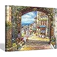 SD SOFT DANCE Italian Town Canvas Wall Art - Coastal Village Painting Artwork Reproduction Print Decor for Living Room (12'' x 16'' x 1 Panel)