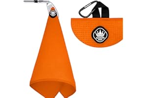 MAGOLFIN Magnetic Golf Towel with Carabiner Clip, Microfiber Waffle Design - Industrial Strength Magnet for Strong Hold to Golf Bags, Carts & Clubs - Orange