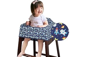 SOLFRES Dual-Belt High Chair Cover, Baby High Chair Cover, Upgrade Version, for Wooden or Restaurant High Chair, Sturdy and Robust Material, Blue Space