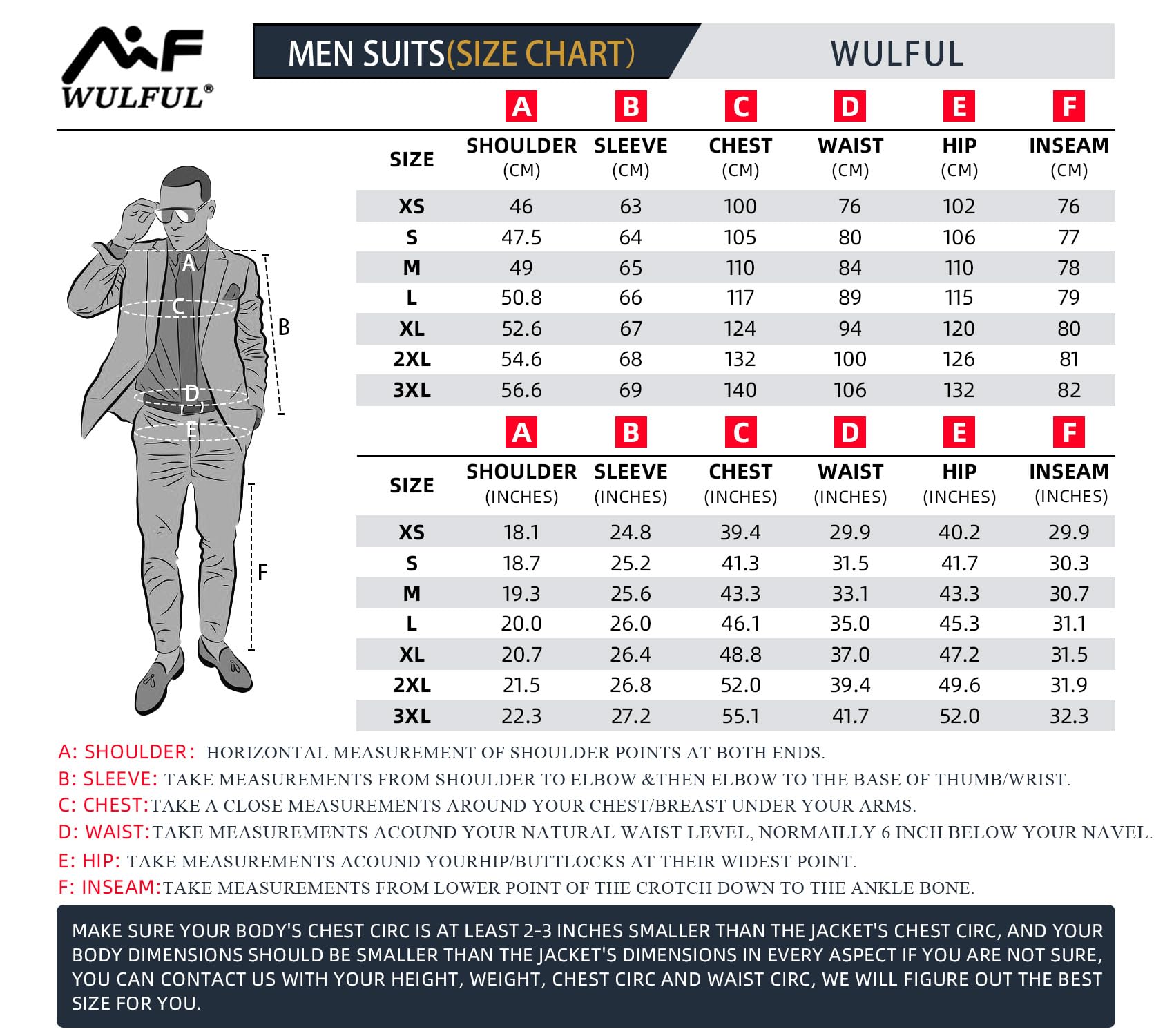 WULFUL Men's 3 Piece Slim Fit Suit Set Two Button Blazer Jacket Vest Pants Tuxedo Set for Party, Wedding and Business