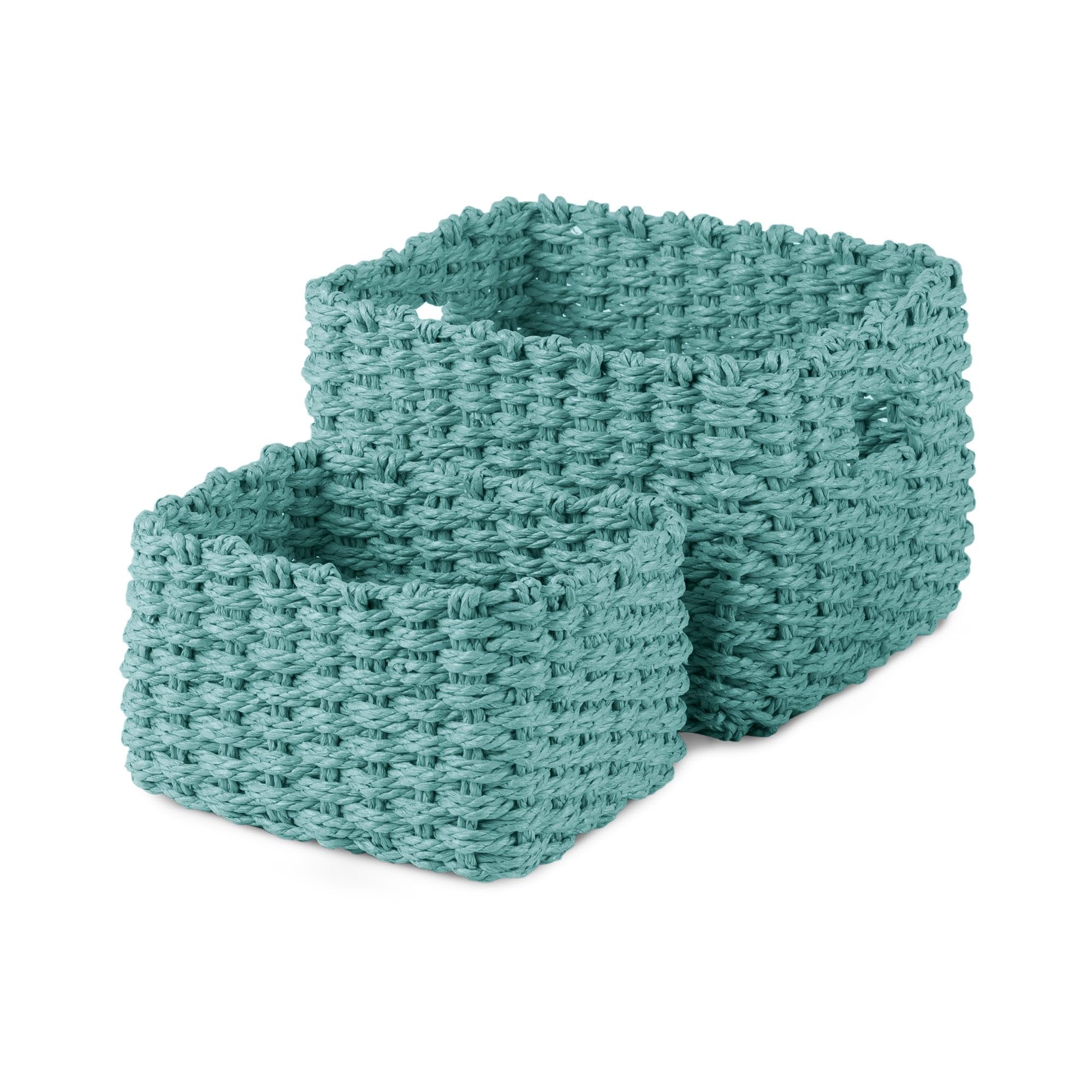 Compactor Lisou Woven Storage Baskets, Set of 1 Large and 1 Small, Aqua